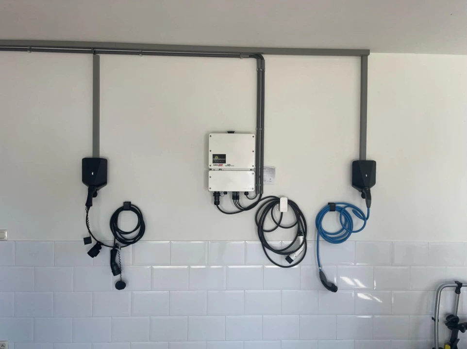 2 laadstations tegen muur
